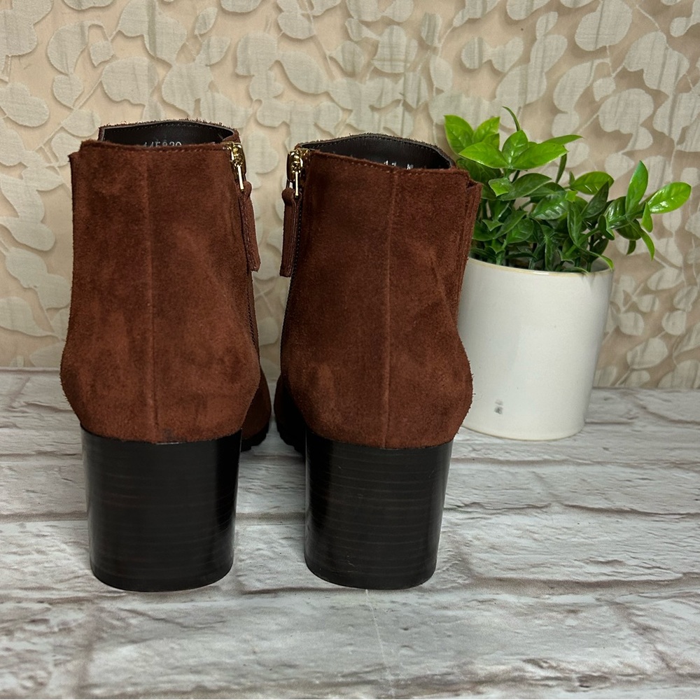 AQUATALIA Weatherproof Block heel bootie Ginger Suede leather Ankle boot size 11 - Picture 4 of 12